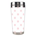 Polka Dots - Pale Pink on White Stainless Steel Travel Tumbler