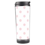 Polka Dots - Pale Pink on White Travel Tumbler