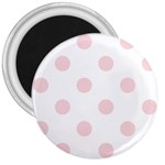 Polka Dots - Pale Pink on White 3  Magnet