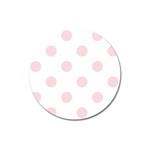 Polka Dots - Pale Pink on White Magnet 3  (Round)