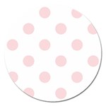 Polka Dots - Pale Pink on White Magnet 5  (Round)