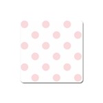 Polka Dots - Pale Pink on White Magnet (Square)