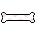Polka Dots - Pale Pink on White Magnet (Dog Bone)