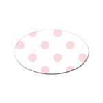 Polka Dots - Pale Pink on White Sticker Oval (100 pack)