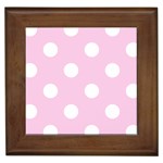Polka Dots - White on Classic Rose Pink Framed Tile