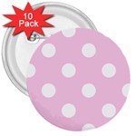 Polka Dots - White on Classic Rose Pink 3  Button (10 pack)