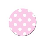 Polka Dots - White on Classic Rose Pink Magnet 3  (Round)