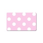 Polka Dots - White on Classic Rose Pink Magnet (Name Card)