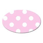 Polka Dots - White on Classic Rose Pink Magnet (Oval)