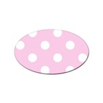 Polka Dots - White on Classic Rose Pink Sticker (Oval)