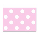 Polka Dots - White on Classic Rose Pink Sticker A4 (10 pack)