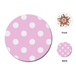Polka Dots - White on Classic Rose Pink Playing Cards (Round)
