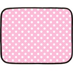 Polka Dots - White on Cotton Candy Pink Fleece Blanket (Mini)