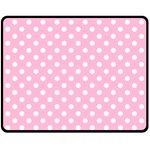 Polka Dots - White on Cotton Candy Pink Fleece Blanket (Medium) (One Side)