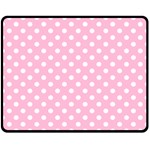 Polka Dots - White on Cotton Candy Pink Double Sided Fleece Blanket (Medium) (Two Sides)