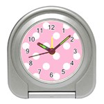 Polka Dots - White on Cotton Candy Pink Desk Alarm Clock
