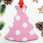 Polka Dots - White on Cotton Candy Pink Christmas Tree Ornament (Two Sides)