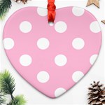 Polka Dots - White on Cotton Candy Pink Heart Ornament (Two Sides)