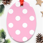Polka Dots - White on Cotton Candy Pink Ornament (Oval)