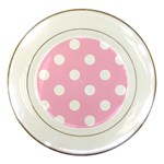 Polka Dots - White on Cotton Candy Pink Porcelain Plate