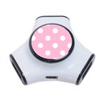 Polka Dots - White on Cotton Candy Pink Portable USB Hub (One Side)