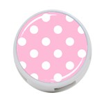 Polka Dots - White on Cotton Candy Pink 4-Port USB Hub (One Side)