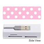 Polka Dots - White on Cotton Candy Pink Memory Card Reader (Stick)