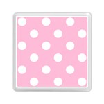 Polka Dots - White on Cotton Candy Pink Memory Card Reader with Storage (Square)