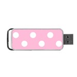 Polka Dots - White on Cotton Candy Pink Portable USB Flash (One Side)
