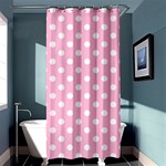 Polka Dots - White on Cotton Candy Pink Shower Curtain 36  x 72  (Stall)
