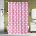 Polka Dots - White on Cotton Candy Pink Shower Curtain 48  x 72  (Small)