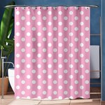 Polka Dots - White on Cotton Candy Pink Shower Curtain 60  x 72  (Medium)