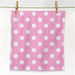 Polka Dots - White on Cotton Candy Pink Face Towel