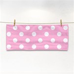 Polka Dots - White on Cotton Candy Pink Hand Towel