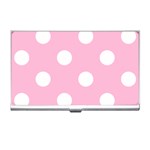 Polka Dots - White on Cotton Candy Pink Business Card Holder