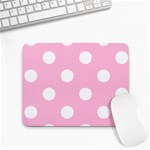 Polka Dots - White on Cotton Candy Pink Small Mousepad