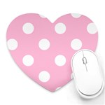 Polka Dots - White on Cotton Candy Pink Heart Mousepad