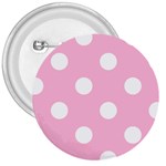 Polka Dots - White on Cotton Candy Pink 3  Button
