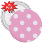 Polka Dots - White on Cotton Candy Pink 3  Button (10 pack)