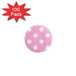 Polka Dots - White on Cotton Candy Pink 1  Mini Magnet (100 pack)