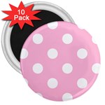 Polka Dots - White on Cotton Candy Pink 3  Magnet (10 pack)