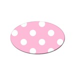 Polka Dots - White on Cotton Candy Pink Sticker Oval (10 pack)