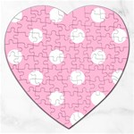 Polka Dots - White on Cotton Candy Pink Jigsaw Puzzle (Heart)