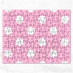 Polka Dots - White on Cotton Candy Pink Jigsaw Puzzle (Rectangular)
