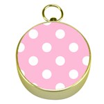 Polka Dots - White on Cotton Candy Pink Gold Compass