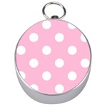 Polka Dots - White on Cotton Candy Pink Silver Compass