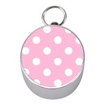 Polka Dots - White on Cotton Candy Pink Silver Compass (Mini)