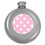 Polka Dots - White on Cotton Candy Pink Hip Flask (5 oz)