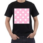 Polka Dots - White on Cotton Candy Pink Men s T-Shirt (Black)