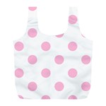 Polka Dots - Cotton Candy Pink on White Full Print Recycle Bag (L)